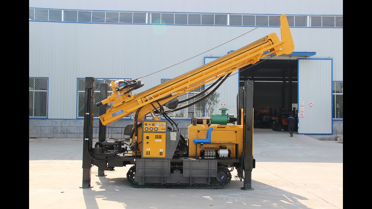 RCF350C hydraulic pneumatic DTH water well drilling rig operating demo video