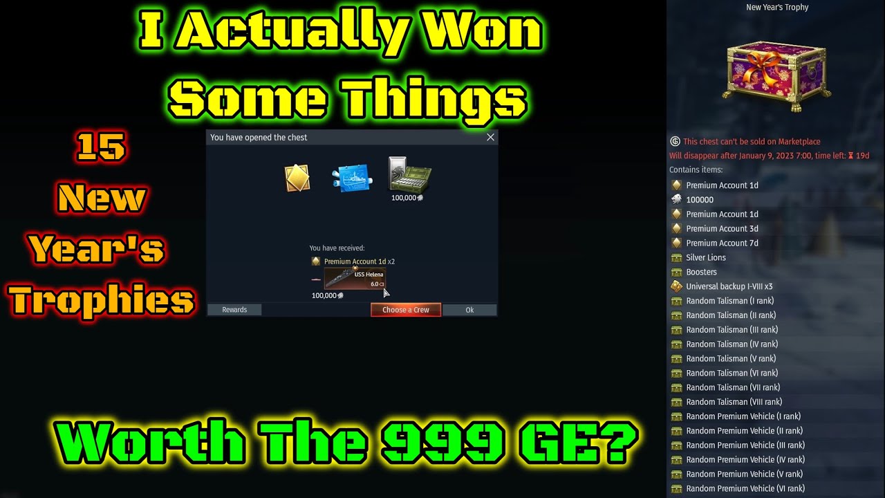 Opening 15 New Years Trophies To Show You The Odds - 999 GE Each! [War Thunder]