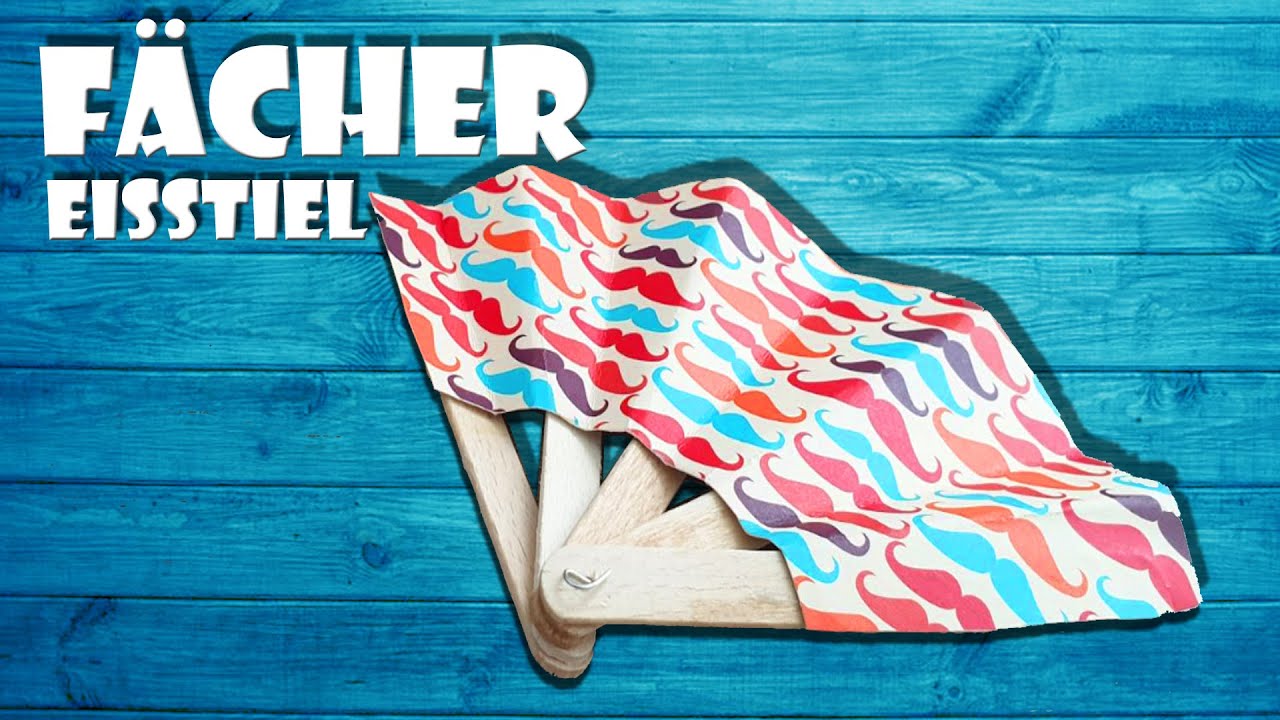 F&auml;cher aus Eisstiel selber machen - SUMMER CRAFT ice cream stick fan DIY craft [4K]