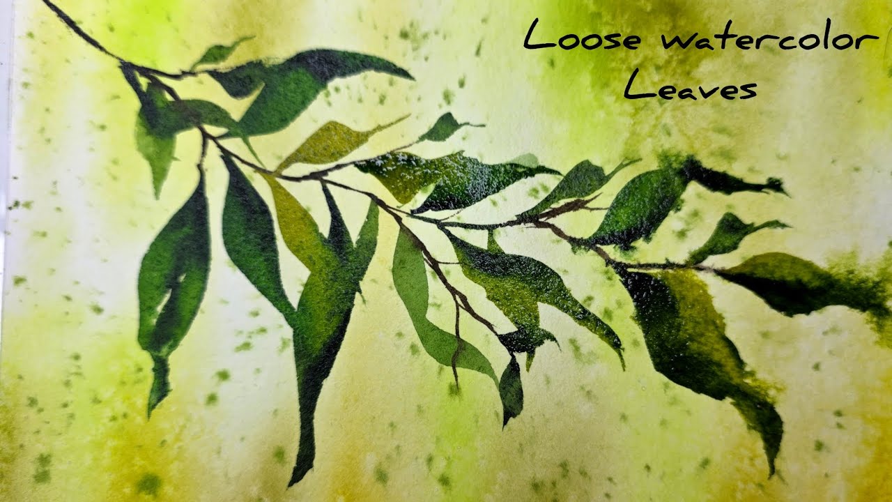 Loose Watercolor Leaves  | No Sketch, with one brush stroke 