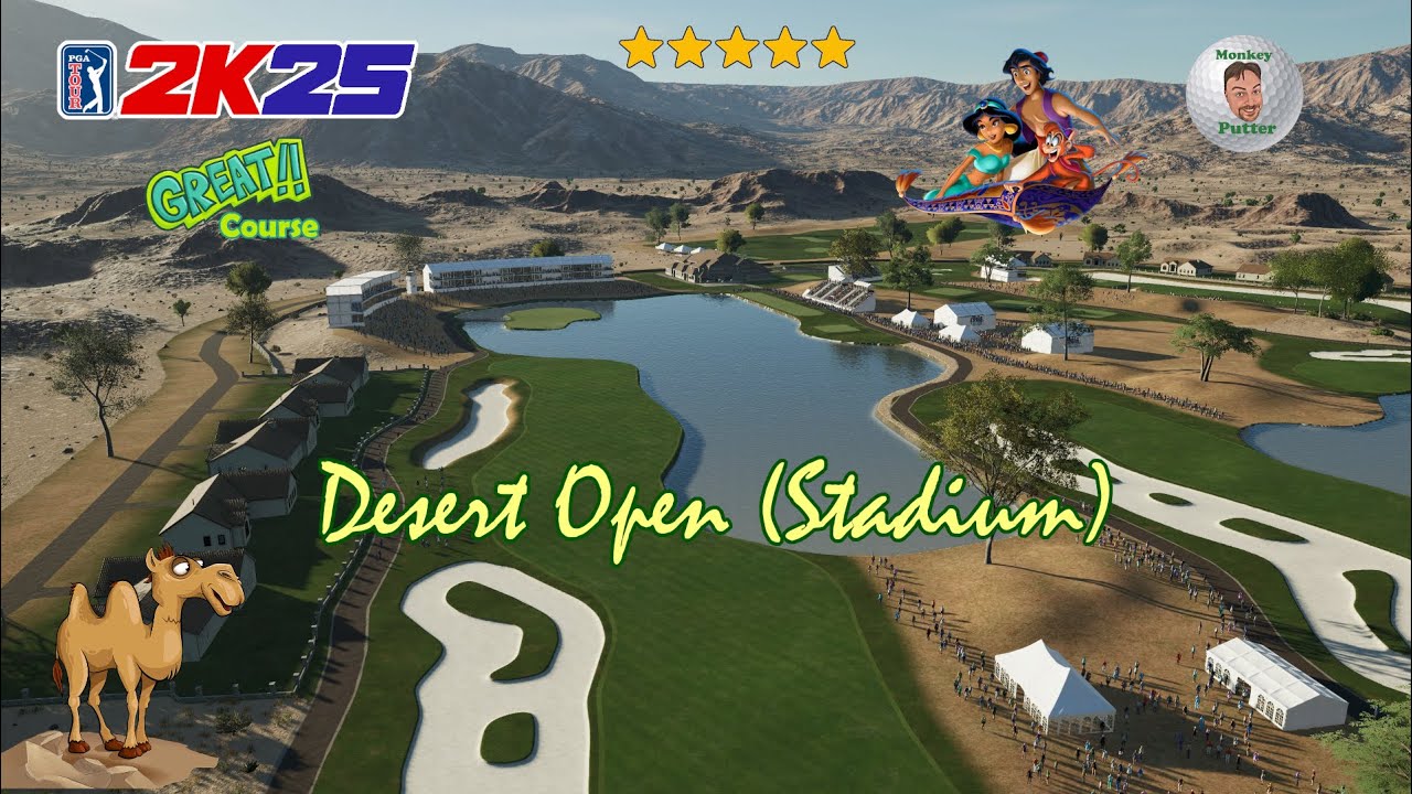 PGA Tour 2K25 - Desert Open (Стадион) - Демонстрация поля с обзором с воздуха.