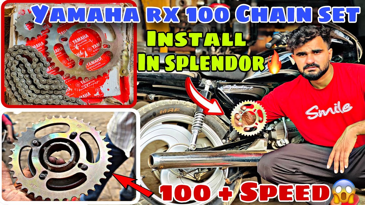 Splendor Modified🔥|| Yamaha Rx 100 Chain Set Install In Splendor😱|| Full Benifits ✅|| Top Speed..?🤩