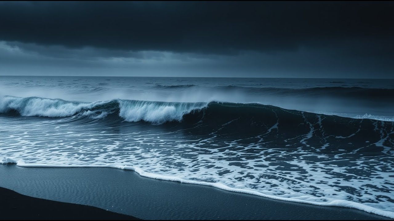 Listen 11 Hours Big Ocean Waves for Deep Relaxation & Sleep Gentle Ocean Sounds Beneath Night Glow