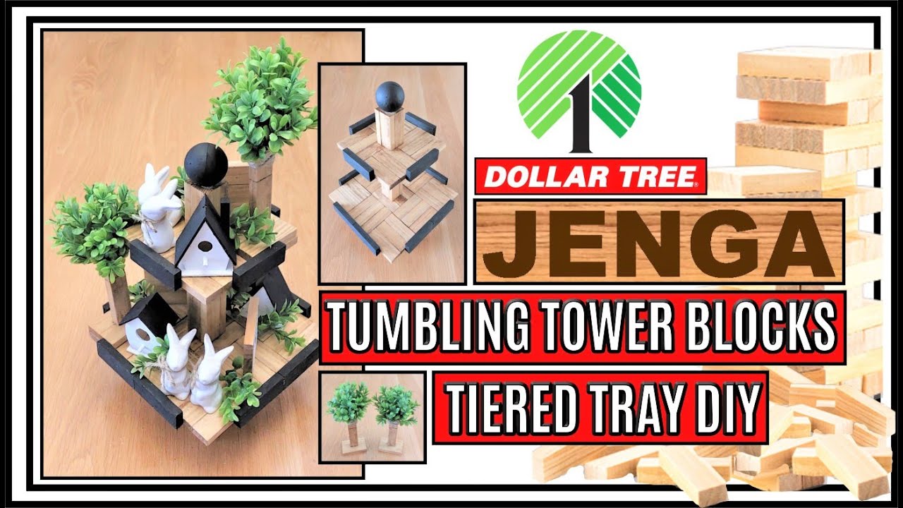 NEW TUMBLING TOWER BLOCKS TWO TIERED TRAY DIY II SPRING CRAFTS II JENGA BLOCKS DIY YOU HAVE TO TRY