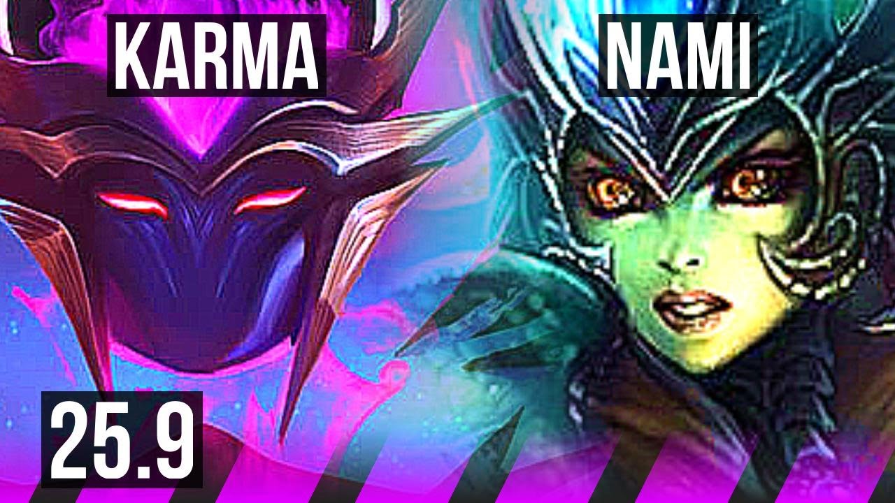 KARMA & Ezreal vs NAMI & Lucian (SUP) | 2/2/8 | KR Grandmaster | 25.9