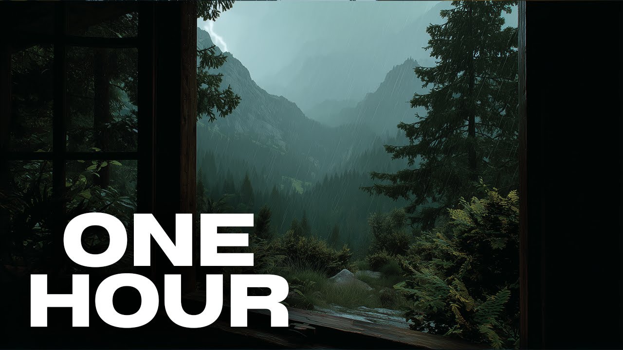 Cozy Cabin in the Mountains - Rain Sounds & Thunderstorm for Sleep | Rainy Day Ambience