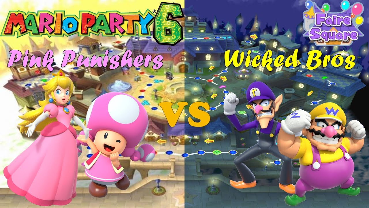 Mario Party 6 - Peach & Toadette vs Wario & Waluigi - Faire Square