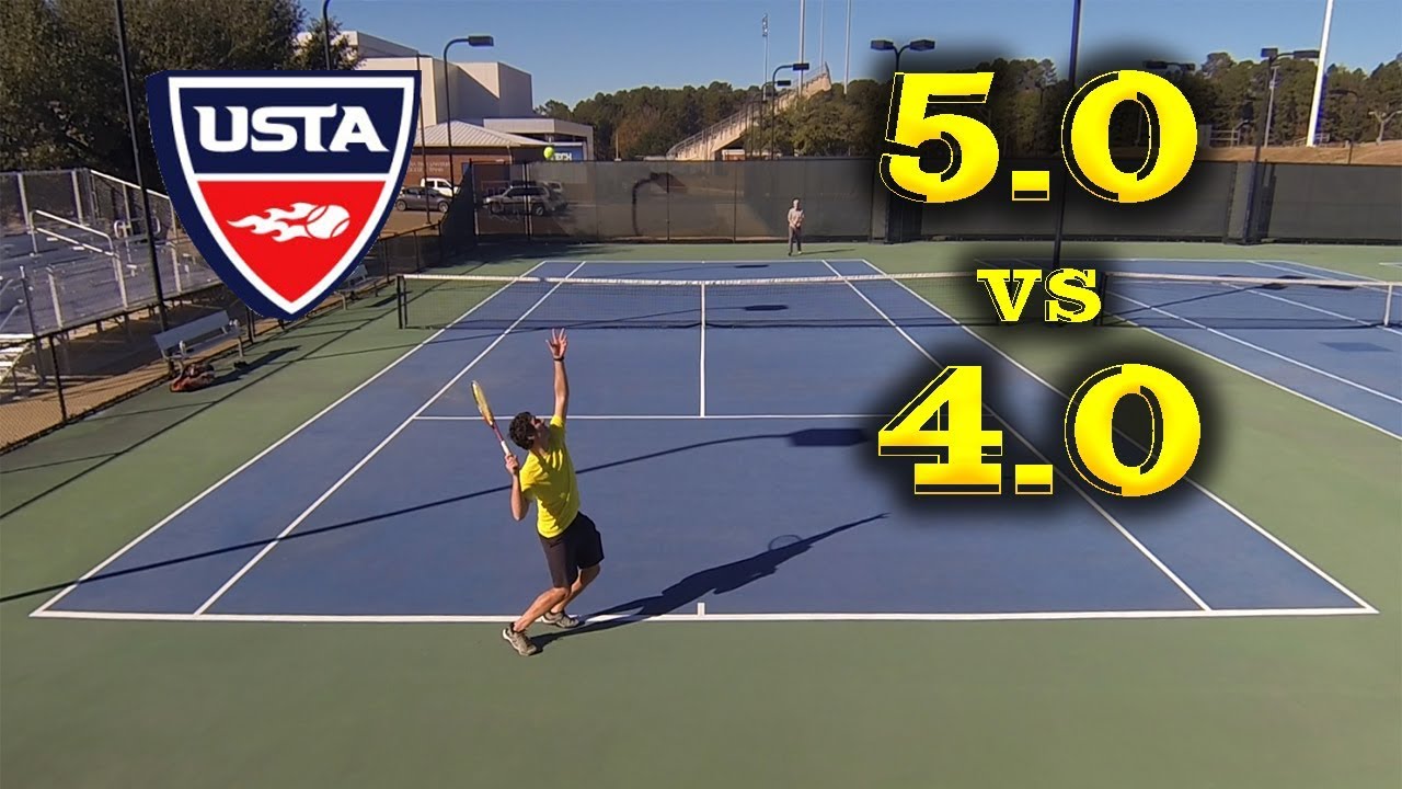 NTRP 4.0 vs 5.0 tennis - Richard vs Pat (highlights)