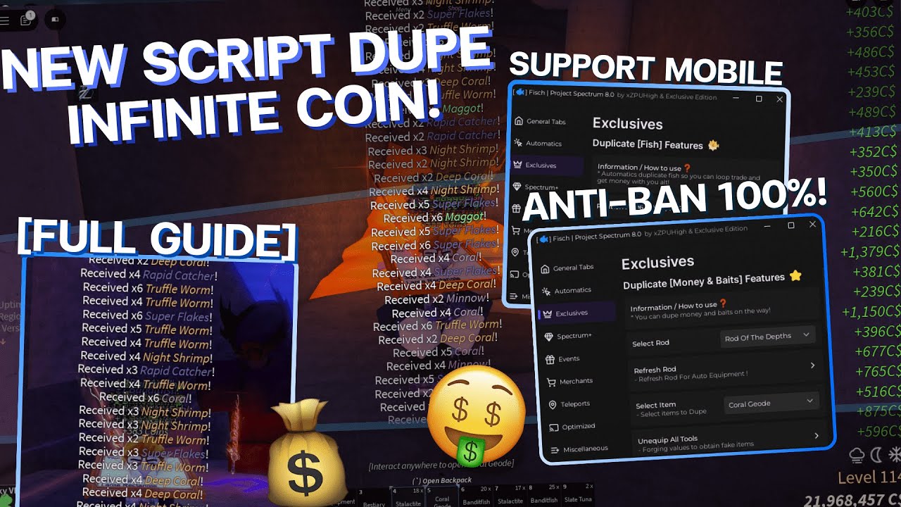 [OP!!] 💰FISCH New Script DUPE & INFINITE COIN / ANTI-BAN 100%!!💸 - Project Spectrum