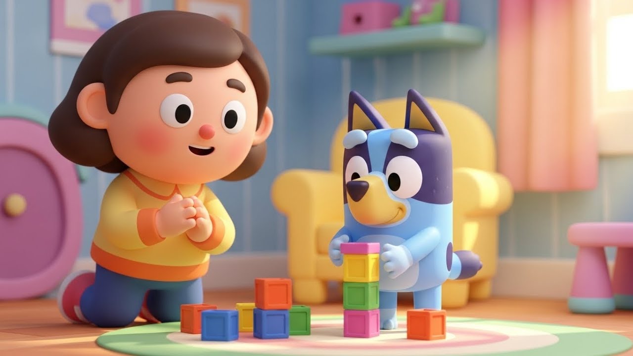 Bluey Made a Tower of Wobbly Blocks 🐶🧱 | Nursery Rhymes for Kids & Baby Songs