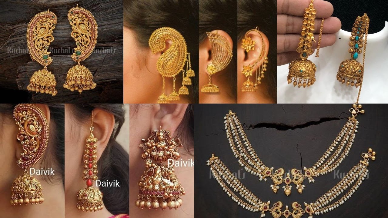 Bridal Gold Ear Chain | Ear Cuffs Collections | Latest Designs