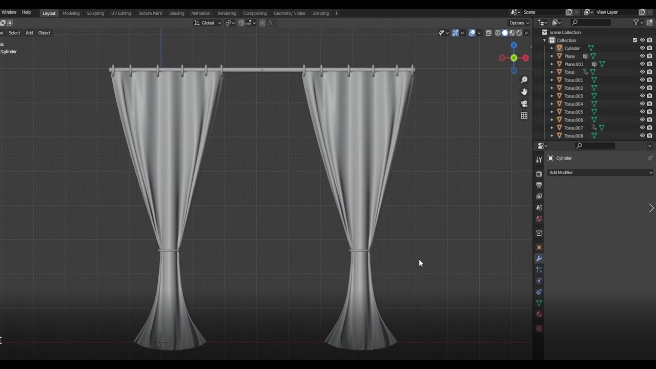 Learn to Make Basic Curtain in Blender 2.9
