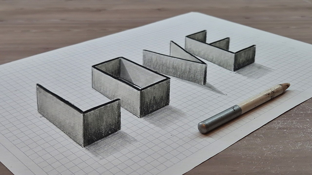 3d drawing easy love on paper step by step