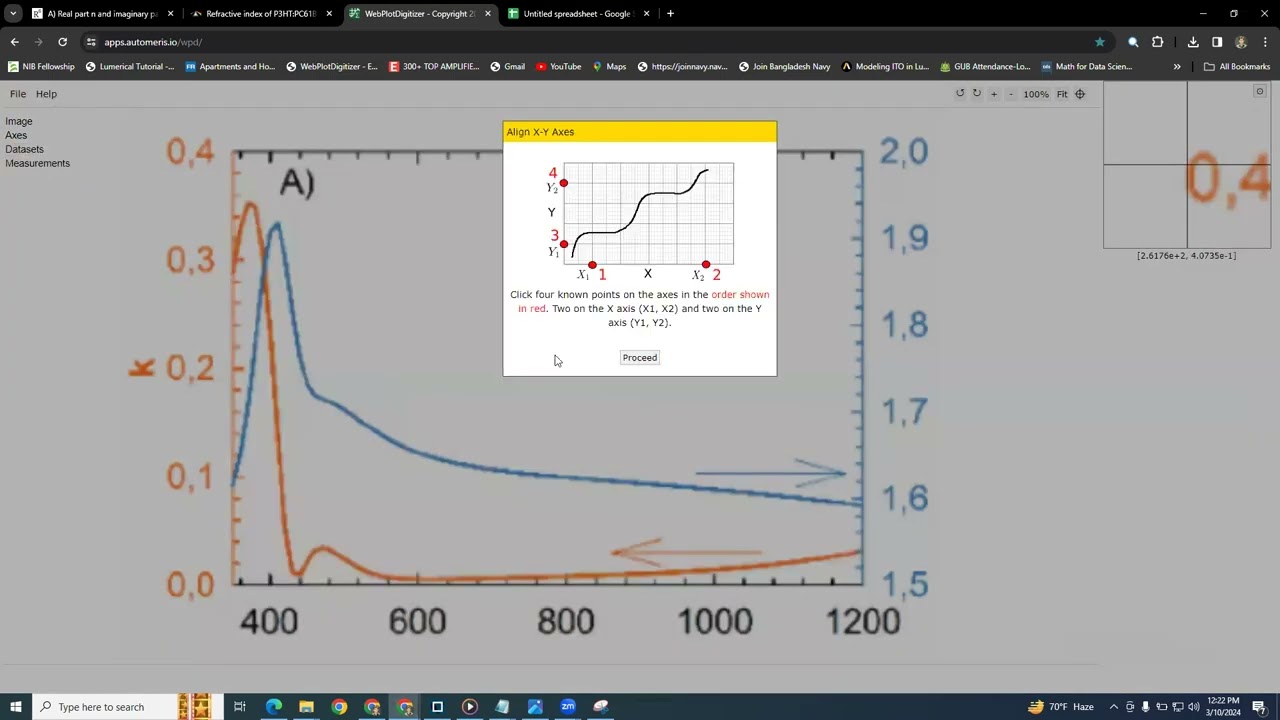 Graph to Point Extraction [Material's (n,k) data extraction from graph]