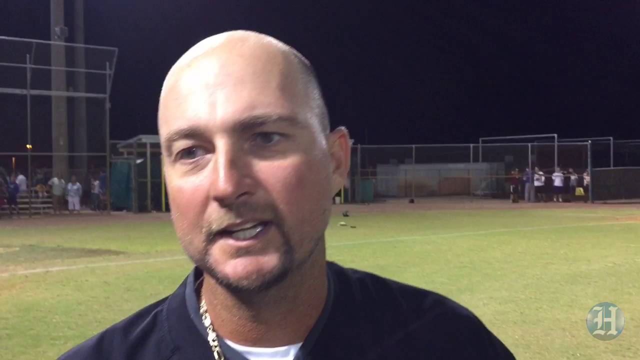 Stoneman Douglas baseball coach Todd Fitz-Gerald reacts after his team earned a trip to the state
