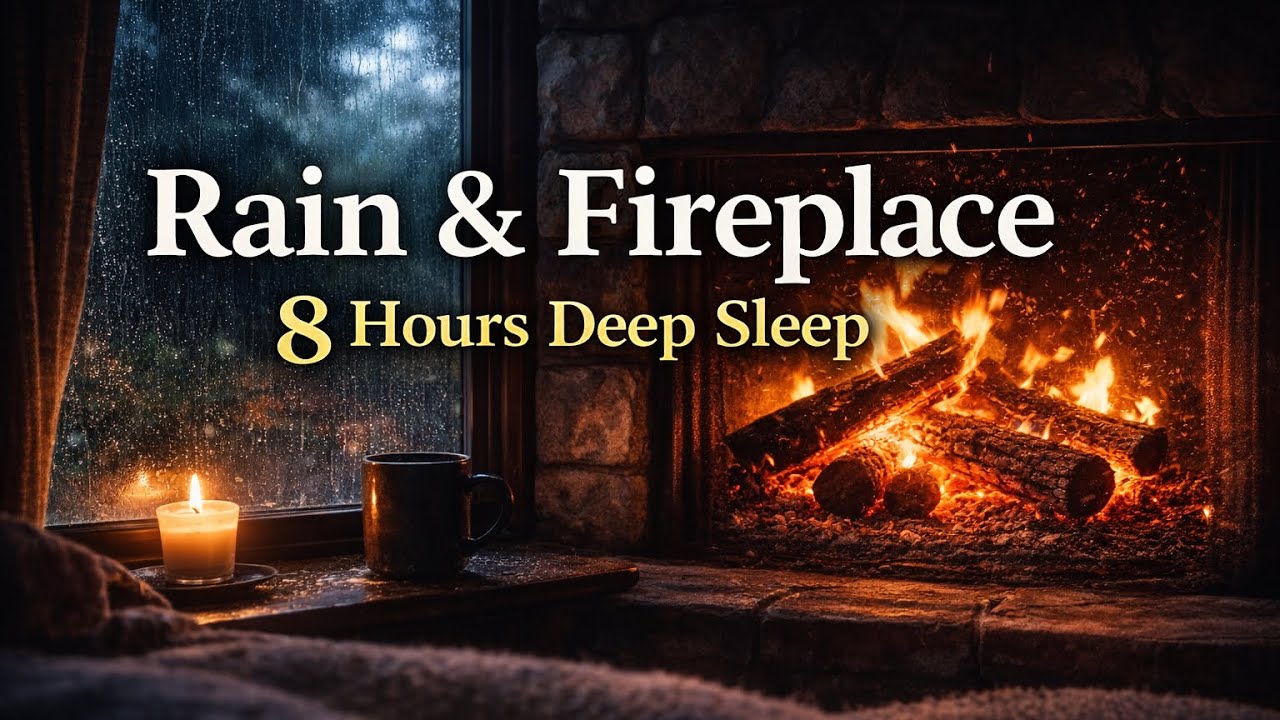 Rain & Fireplace Sounds for Deep Sleep 🔥🌧️ | 8 Hours Cozy Night Ambience