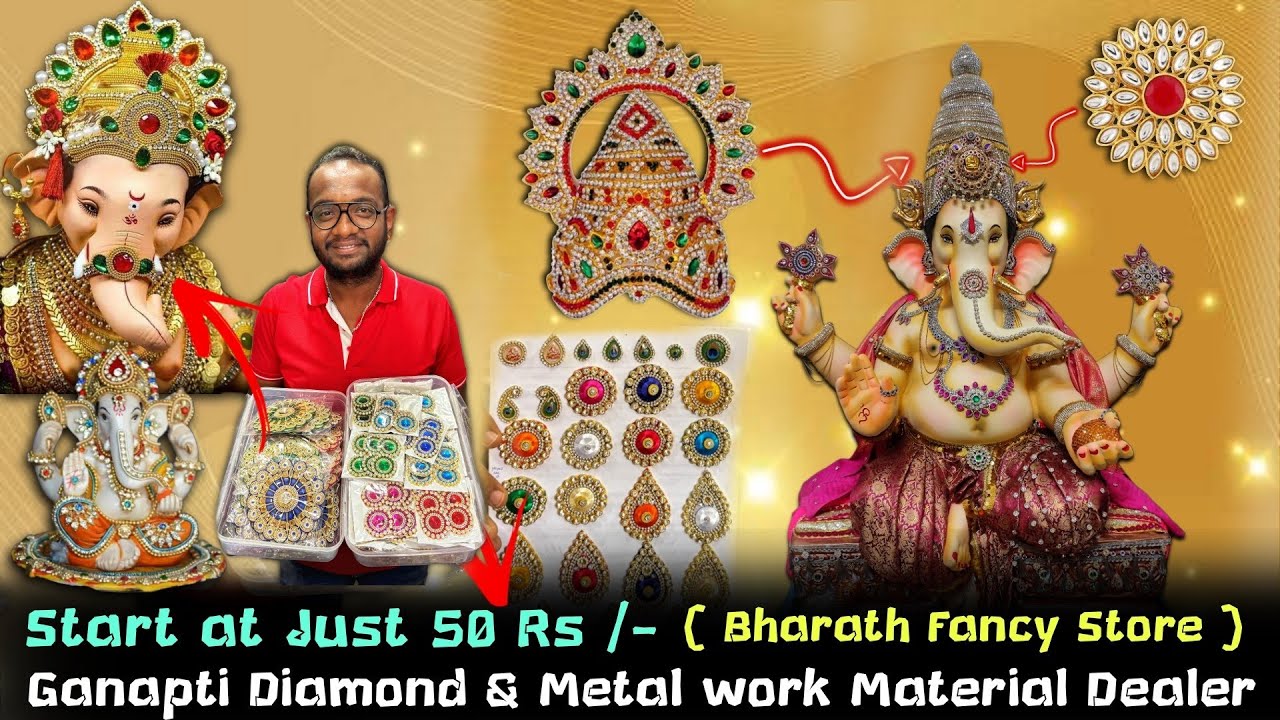 Ganpati Diamond Work Material 🌟 | Decoration Material at Wholesale 💥| Bharath Fancy Store Bangalore📍