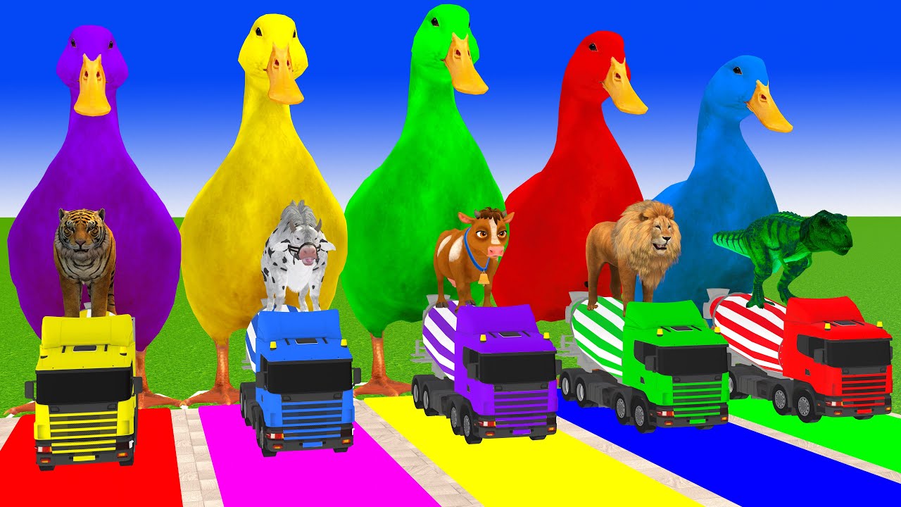 Long Slide Game With Cow Elephant Gorilla Hippopotamus Tiger 3d Animal Game Funny 3d Animals
