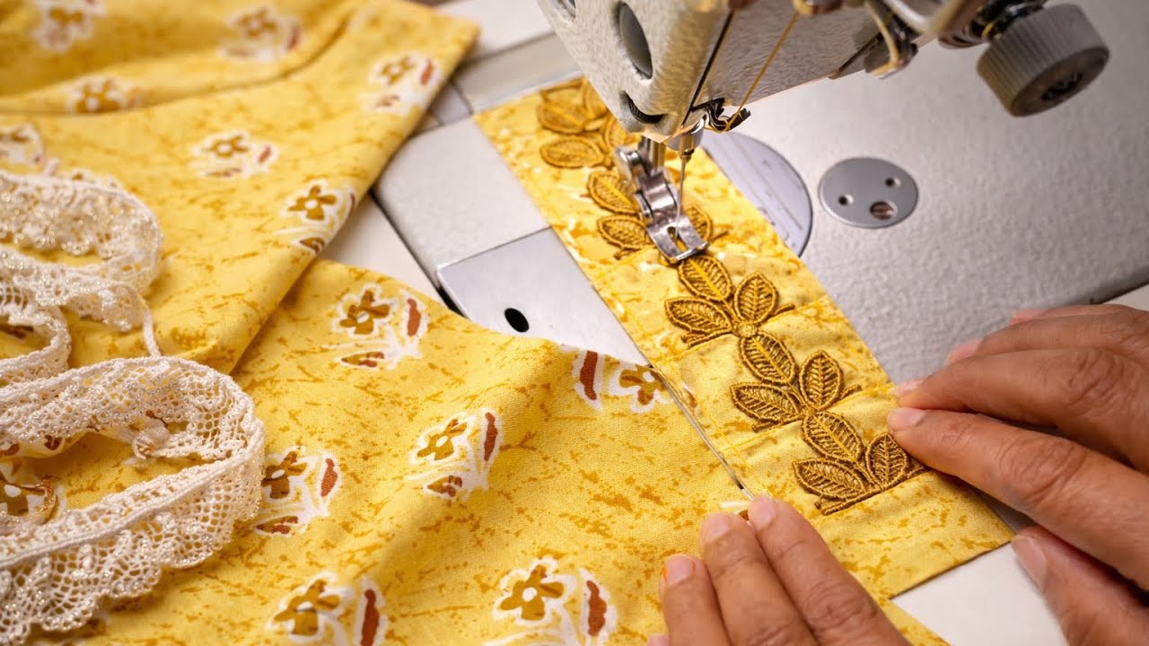Simple Fabric Se Banega Designer Neck Design | Lace Work Special 