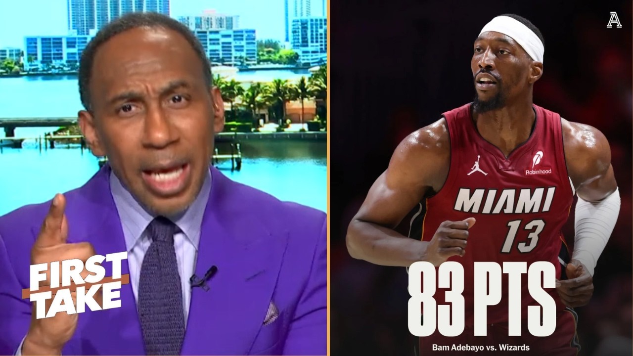 FIRST TAKE | Stephen A. blasts Wizards' 'trash' defense after Heat star Bam Adebayo's 83-point game