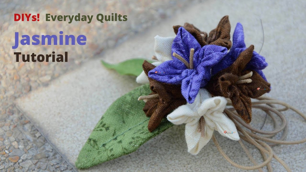 Jasmine ทำดอกแก้วด้วยผ้า Easy Patchwork, Sewing Tutorial, Flower
