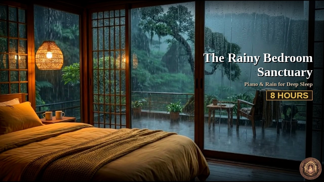 The Rainy Bedroom Sanctuary | Soft Piano & Rain for Deep Sleep | 8 Hours