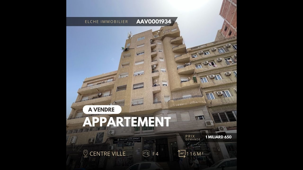 A vendre Appartement de type F4 au centre ville d'Oran , algerie