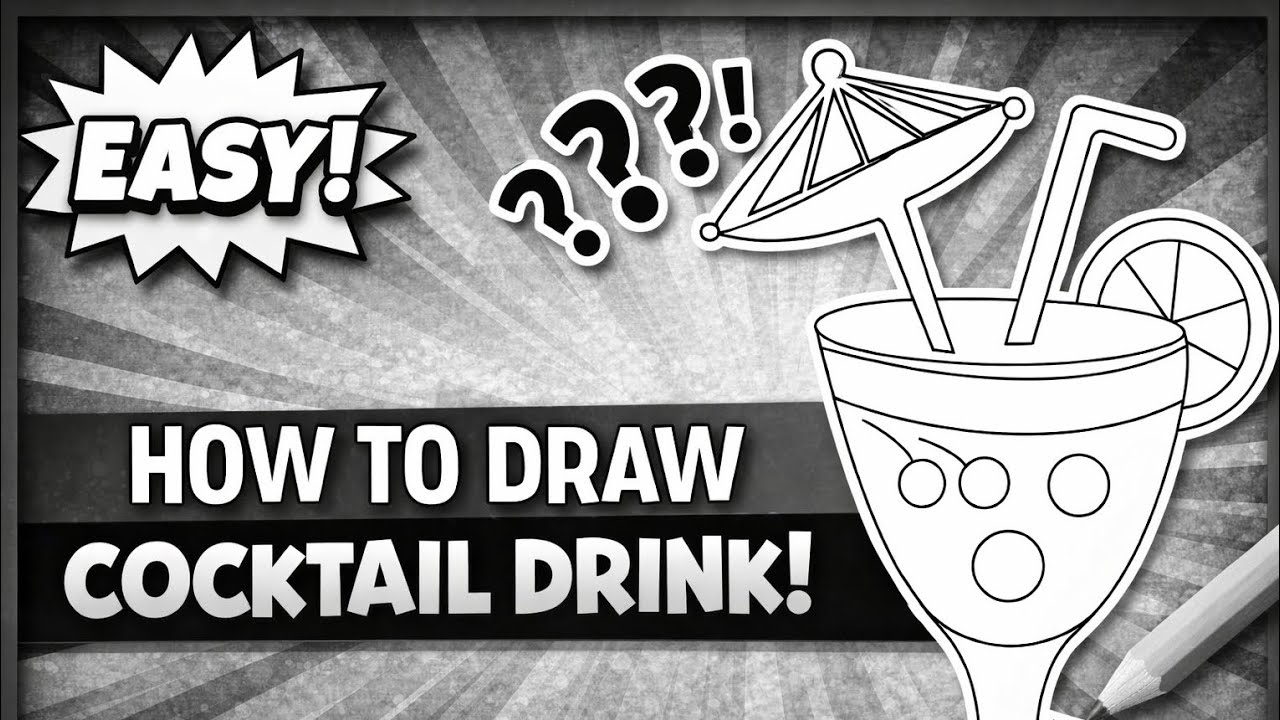 Easy Juice Glass Drawing Step by Step|Cocktail Drink Drawing for BeginnerslAnjali ki drawing duniya 