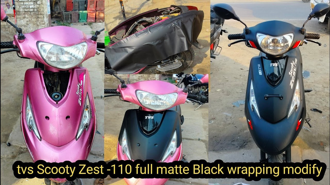tvs Scooty zest 110 full matte Black wrapping modify | scooty zest modified | @Irfanartdumka