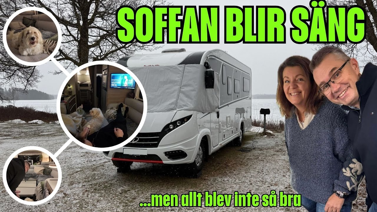Vi testar göra om soffan till säng i husbilen och kvällen blir kaos | varahusbilsresor.se