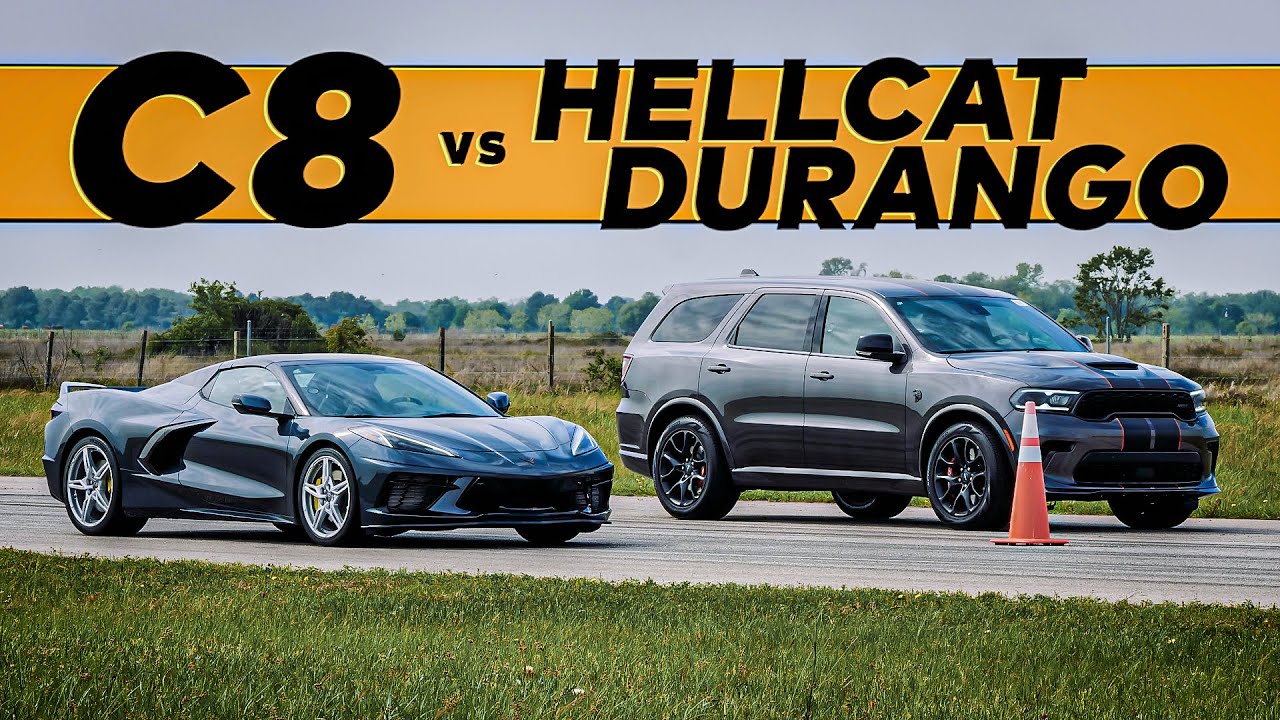 HELLCAT DURANGO vs C8 CORVETTE // Drag Race Comparison!