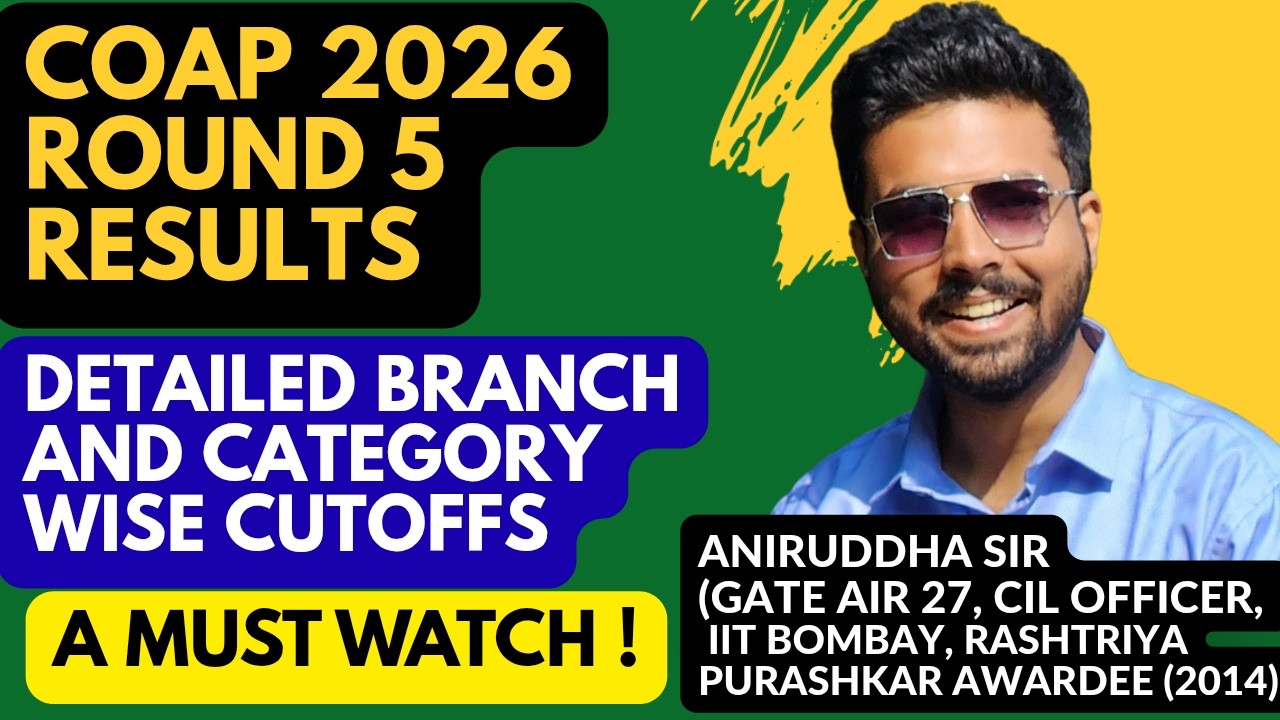 COAP 2026 Round 5 Cutoff : COAP round 5 2026 Cutoff #coap #mtech #cutoff @TheCivilGuruji #iit #yt