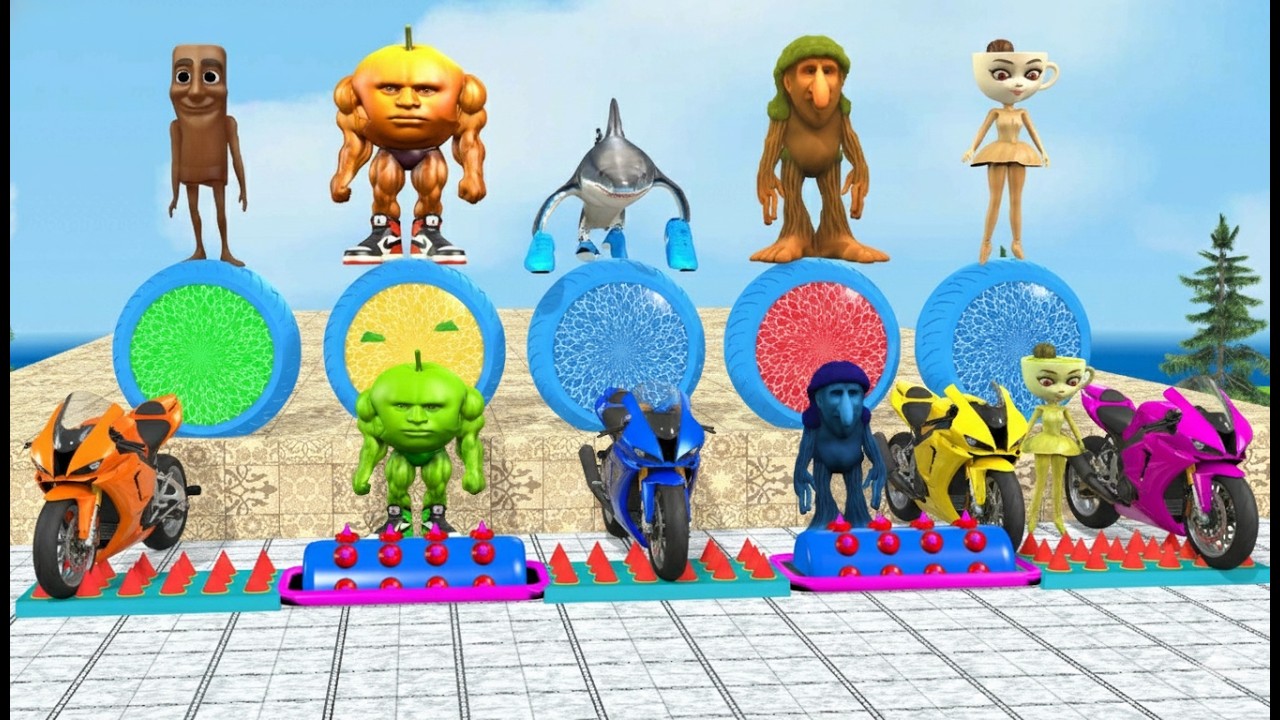 Long Slide Game With Cow Elephant Gorilla Hippopotamus Tiger 3d Animal Game Funny 3d AnimalsVideo