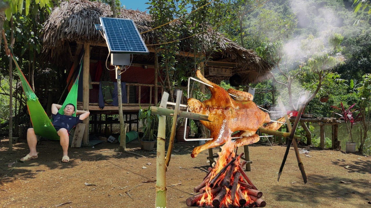 Roasting Duck with Solar Power On Remote Island Homestead