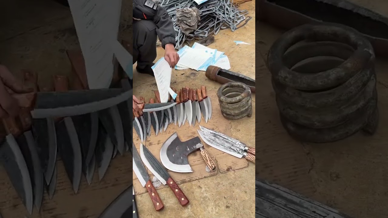 Small butcher knife, Forged from automobile shock absorber springs