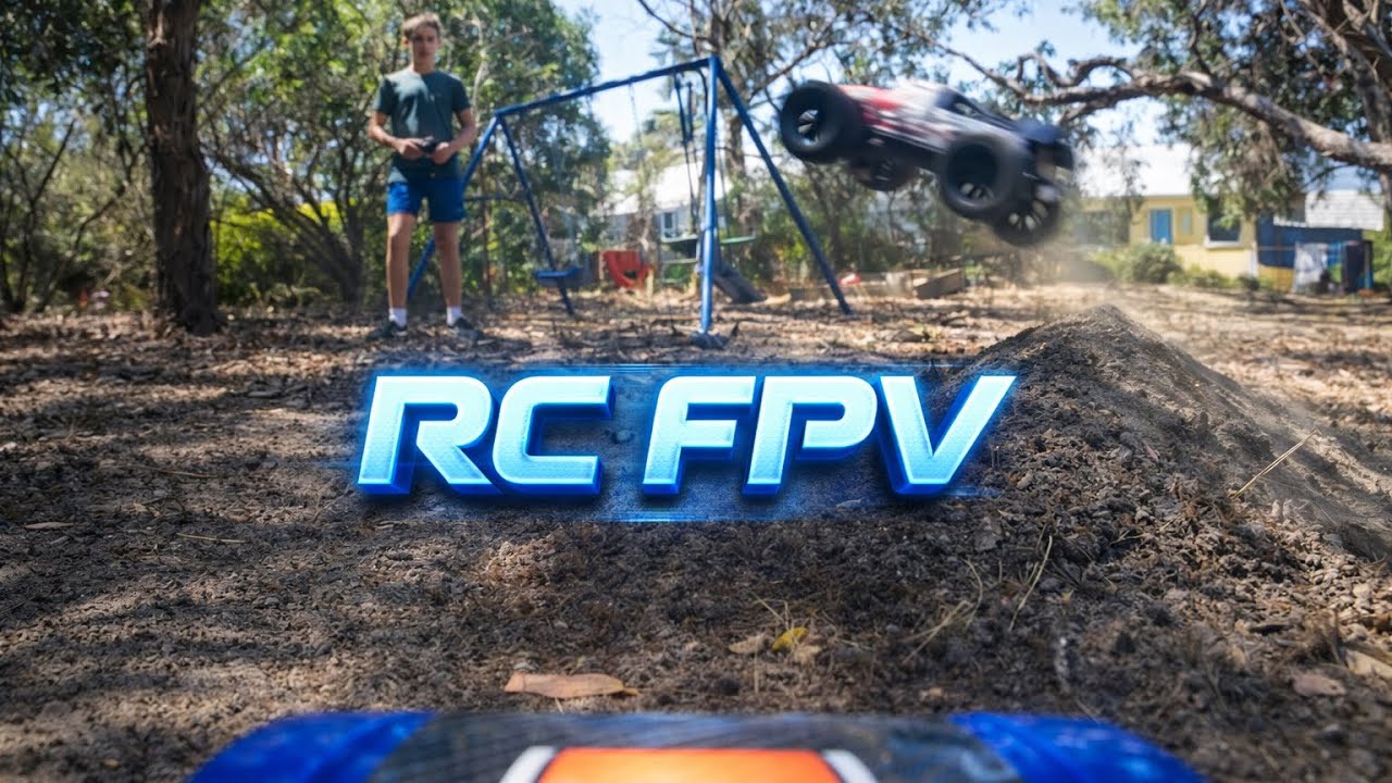 RC bashing through track and fpv follow footage 