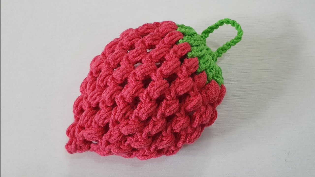 수세미뜨기/왕왕초보/ 통통 딸기 수세미  Crochet  Strawberry/Puff Stitch