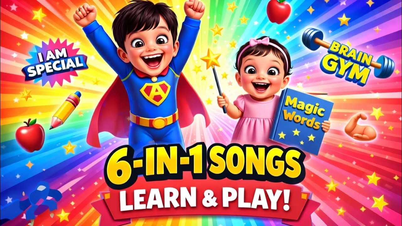 Best Learning Songs for Kids | 6 hits in 1  video | 3D Animated Educational Songs 2026 | AkkuYashi