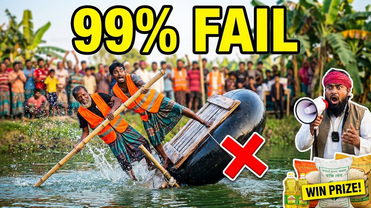 IMPOSSIBLE TUBE BOAT CHALLENGE! 🌊 Funny Grandpa vs. Slippery Rope Crossing (99% FAIL) 