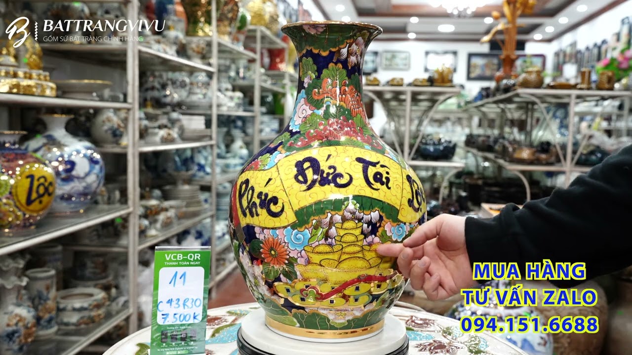 [08-12] Báo giá BÌNH TÀI LỘC BÁT TRÀNG - VẼ VÀNG 24K - chính hãng ngày 21.1.2023