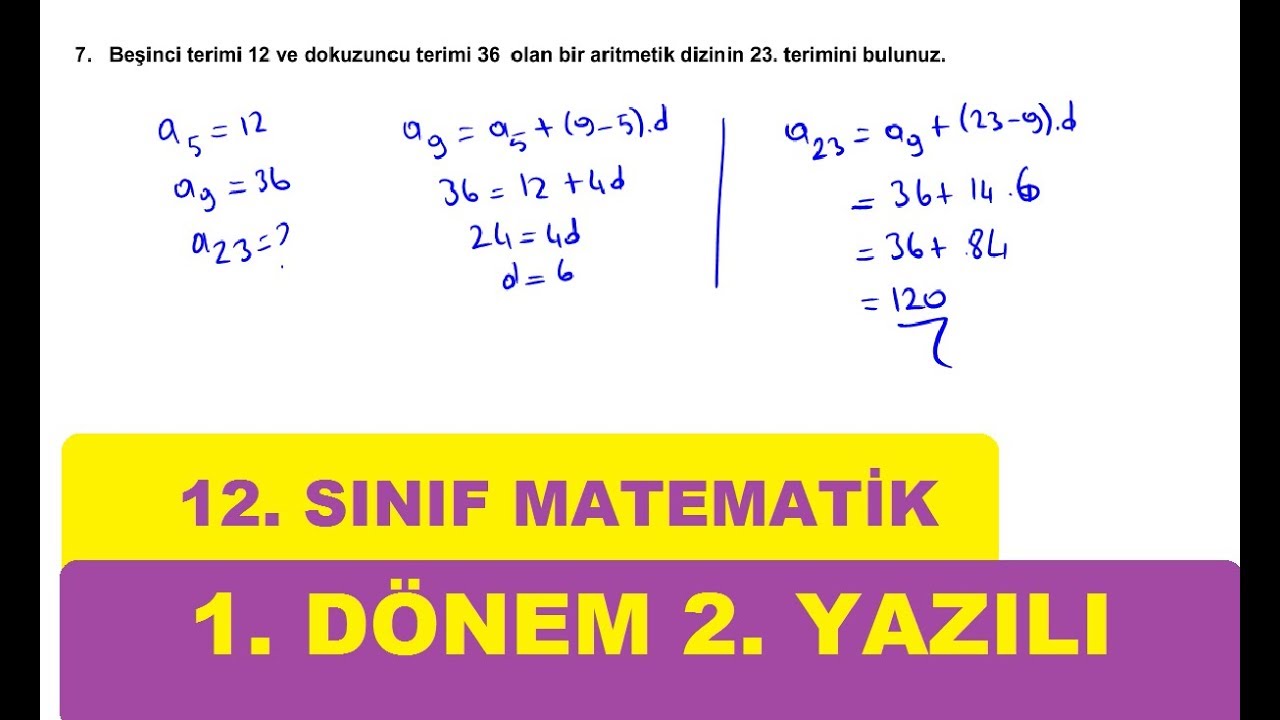 12. Sınıf Matematik 1. Dönem 2. Yazılı Soruları Ve Çözümleri ( Yeni Müfredat )