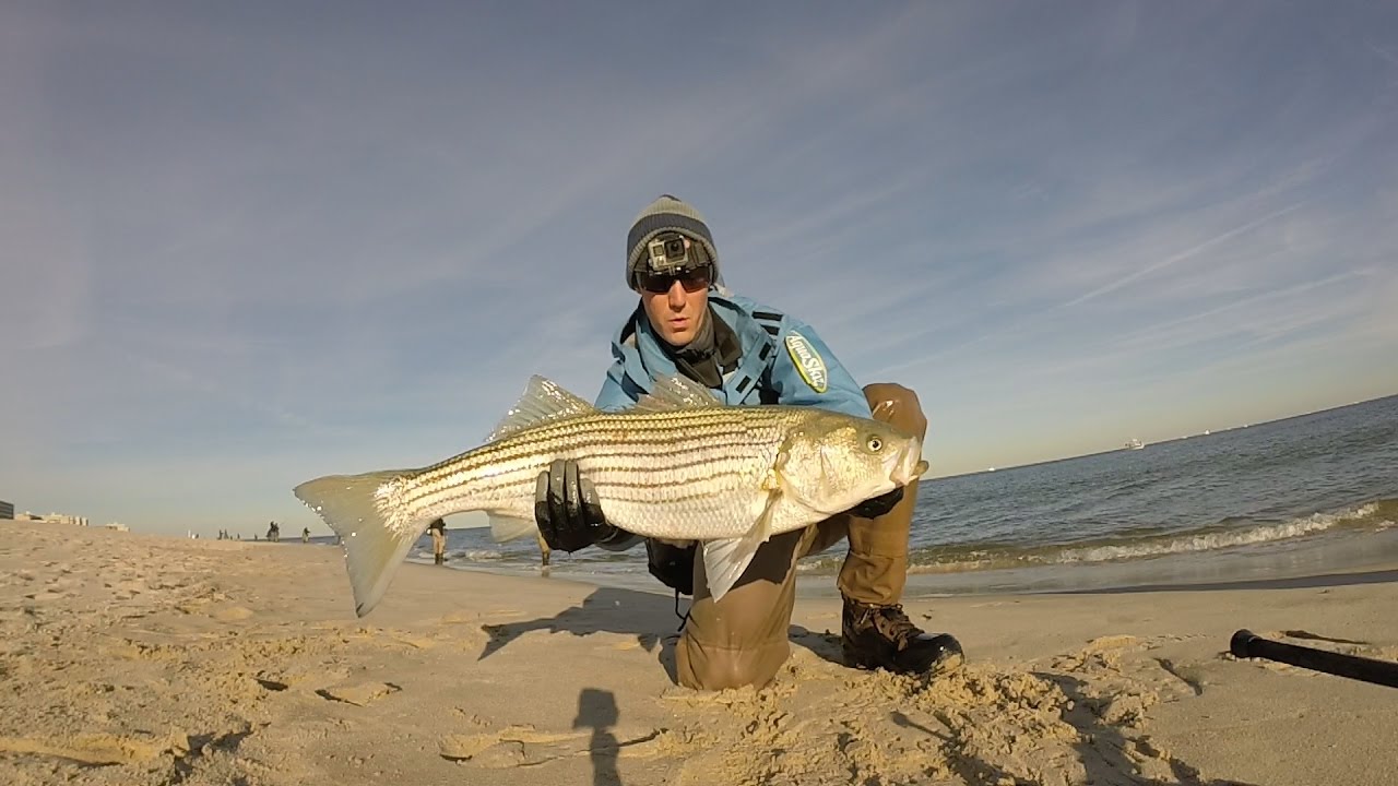Tough to Awesome! Jersey Striped Bass Surf Fishing w/ Metal Lip Swimmer's