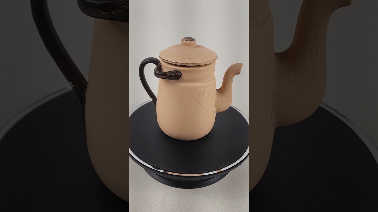 Vintage Small Coffee Pot Container Western Cowboy Theme Wrinkle Finish