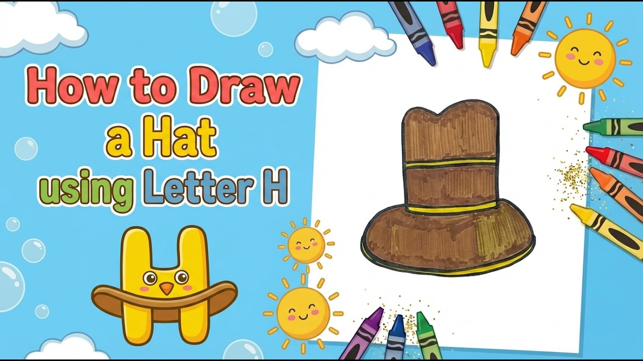 How to Draw a Hat from Letter H! 🎩 Easy Alphabet Drawing for Kids