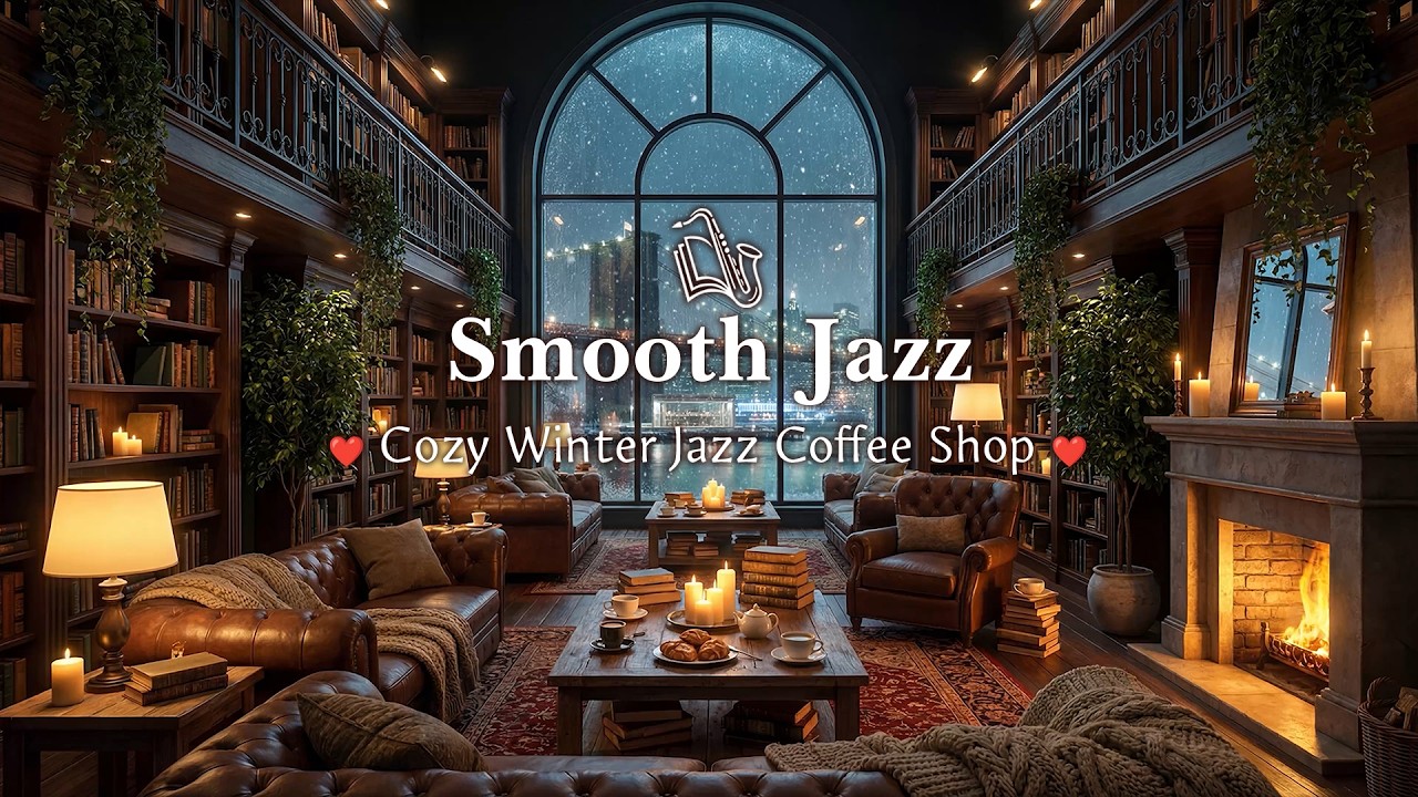 Smooth Instrumental Jazz 🔥 Cozy Winter Jazz Coffee Shop Ambience for Relaxation & Study