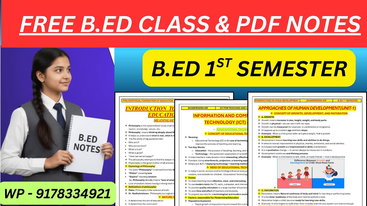 🎓📘 B.ED COMPLETE GUIDE | PDF NOTES + FREE CLASSES FOR ALL STUDENTS | STUDY MATERIAL 📚✏️ #new #exam