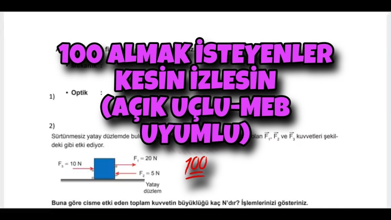 9.Sınıf Fizik 1.Dönem 1.Yazılı