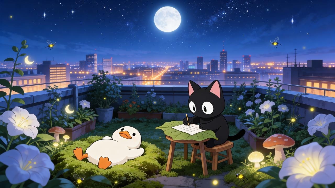 The city is quiet now. Just you and your dreams. 🌃 Midnight Rooftop Lo-fi for Study, Focus
