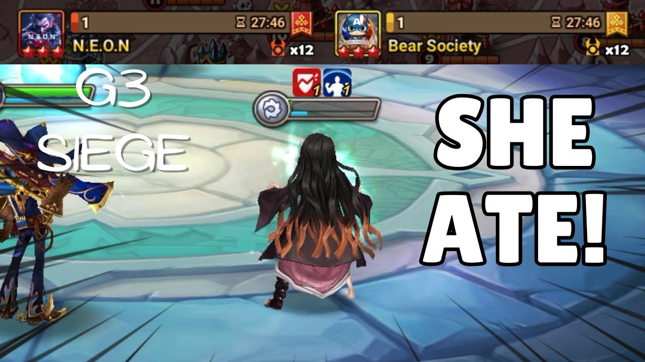 G3 SIEGE : N.E.O.N / Bear Society - Light Nezuko Eats This Defense For Dinner! - Summoners War