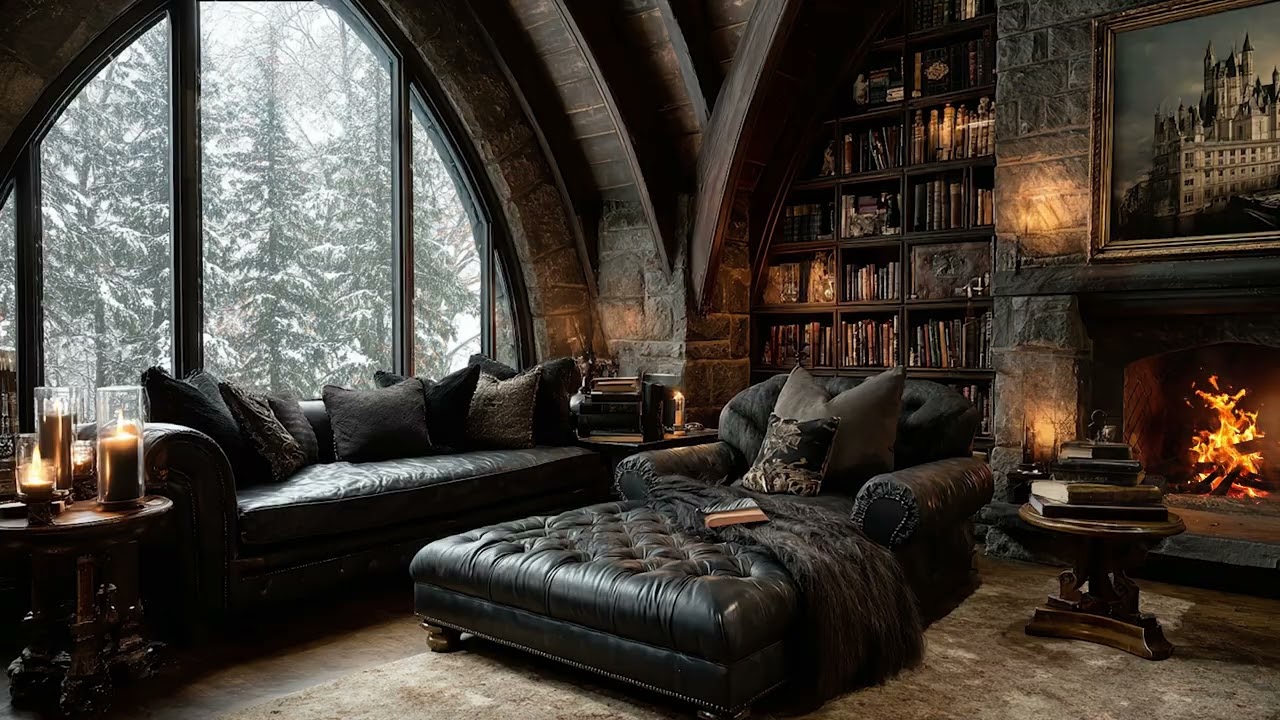 Winter Piano Room | Relaxing Piano Music for Cold Midnight Hours with Heavy Snow Outside